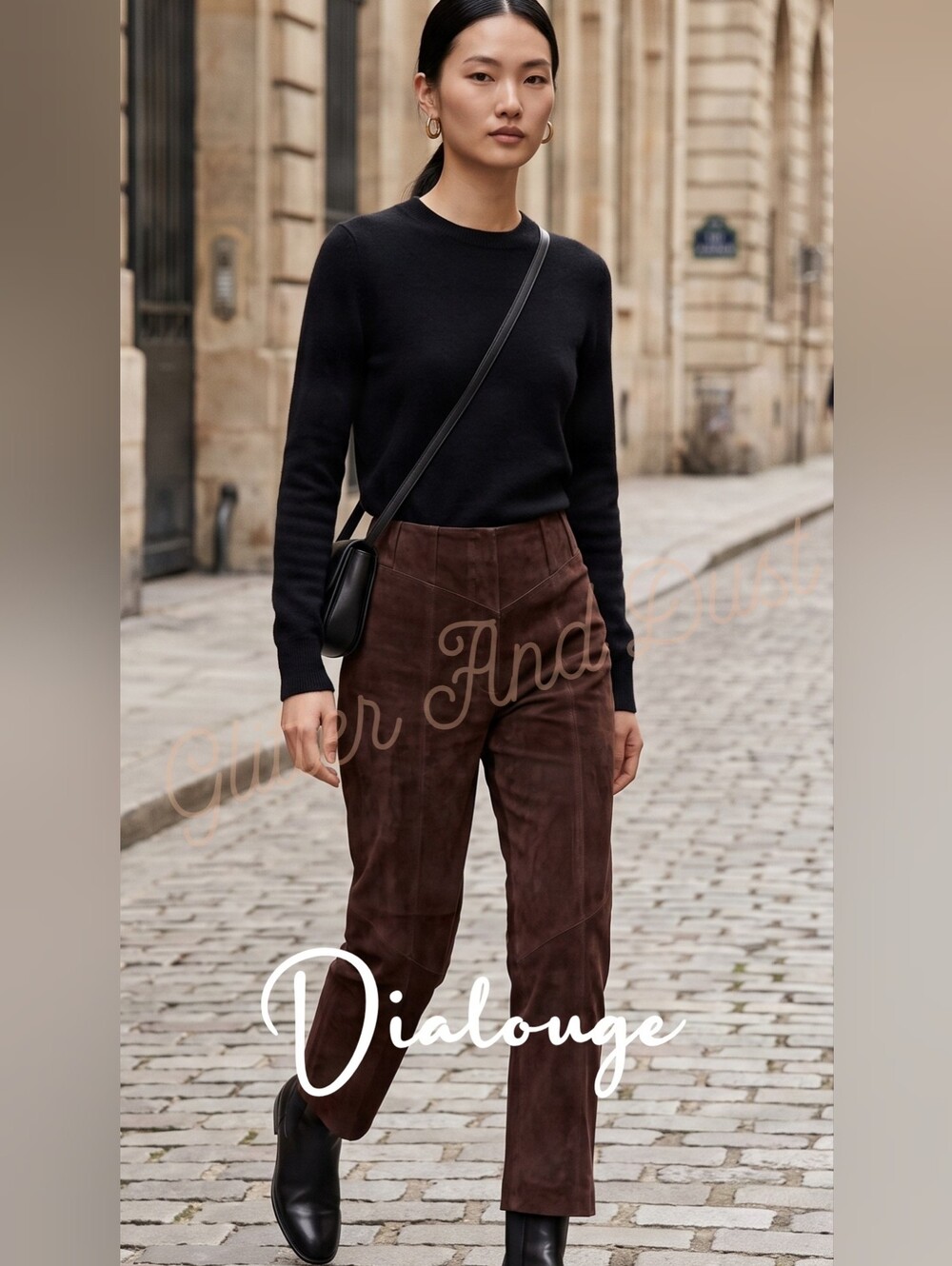 Dialogue Brown Suede Pants